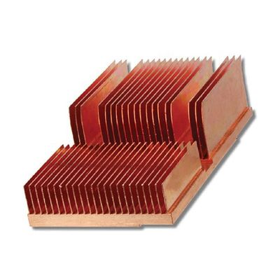 Rein Kupfer Skived Heatsink CNC-Bearbeitung Prozess kundenspezifische Flossen Pitch